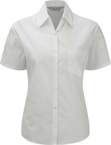 Russell Collection RU937F - Ladies' Short Sleeve Pure Cotton Easy Care Poplin Shirt White