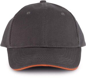 K-up KP011 - ORLANDO - MEN'S 6 PANEL CAP Dark Grey / Orange