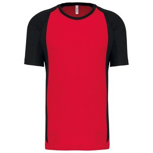 ProAct PA467 - MEN'S BICOLOUR SHORT SLEEVE CREW NECK T-SHIRT Red / Black