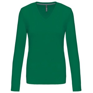 Kariban K382 - LADIES' LONG SLEEVE V-NECK T-SHIRT Kelly Green