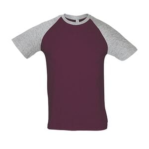SOL'S 11190 - Funky Men's Two Colour Raglan Sleeve T Shirt Gris chiné / Bordeaux