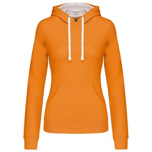 Kariban K465 - Ladies’ contrast hooded sweatshirt Orange / White