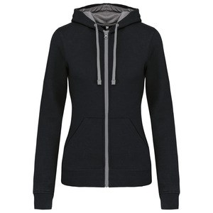 Kariban K467 - Ladies’ contrast hooded full zip sweatshirt