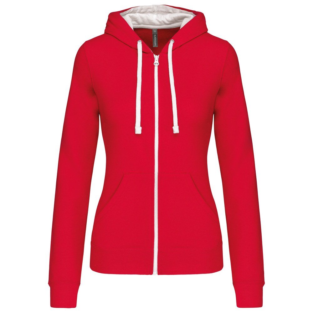 Kariban K467 - Ladies’ contrast hooded full zip sweatshirt