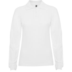 Roly PO6636 - ESTRELLA WOMAN L/S Long-sleeve polo shirt with ribbed collar and cuffs White