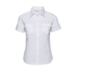 Russell Collection JZ19F - Womens Roll-Up Sleeve Cotton Shirt