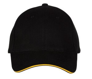 Black&Match BM911 - 6-panel sandwich cap Black/Gold