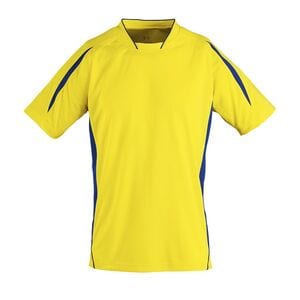SOL'S 01638 - MARACANA 2 SSL Adults' Finely Worked Short Sleeve Shirt Lemon/Royal Blue