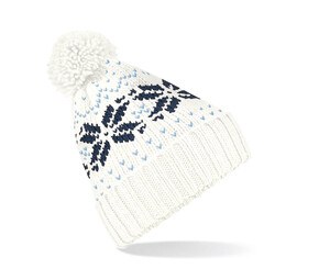 Beechfield BF456 - Snowflake Beanie Off White/Navy/Sky Blue