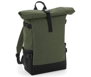 Bag Base BG858 - Colorful Backpack With Roll Up Flap Olive Green/Black