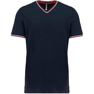 Kariban K374 - Men's piqué knit V-neck T-shirt Navy / Red / White