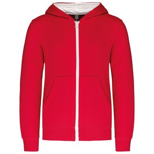 Kariban K486 - Children's zipped hooded sweatshirt Red / White