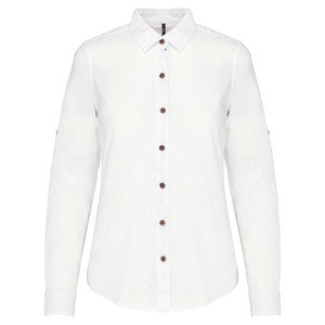Kariban K589 - Women's long-sleeved linen and cotton shirt White