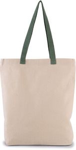 Kimood KI0278 - Gusset shopping bag with contrasting handles Natural / Dusty Light Green