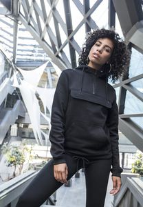 Build Your Brand BY097 - Ladies Sweatshirt Pullover Hoody Black