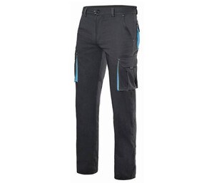 VELILLA V3024S - Two-tone multi-pocket stretch trousers Black / Sky Blue