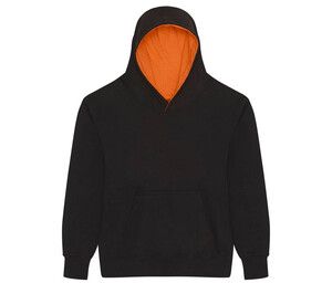 AWDIS JH03J - Children's sweatshirt with contrasting hood Jet Black/ Orange Crush