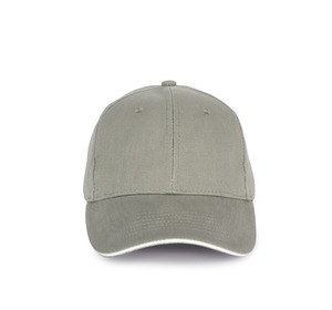 K-up KP198 - Organic cotton cap with contrast sandwich peak - 6 panels Metal Grey / White