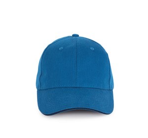 K-up KP198 - Organic cotton cap with contrast sandwich peak - 6 panels Sea Blue / Navy Blue