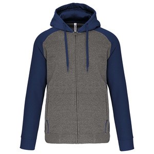 PROACT PA380 - Unisex two-tone zipped hooded fleece jacket