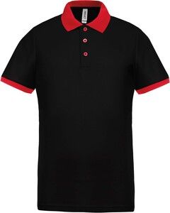 Proact PA489 - Men's performance piqué polo shirt Black / Red