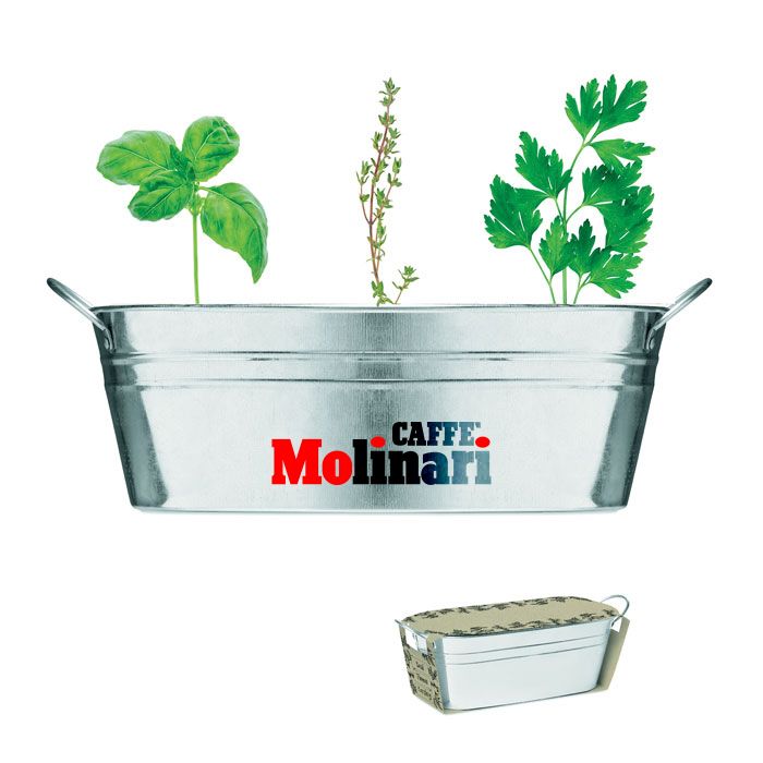 GiftRetail MO6497 - MIX SEEDS Zinc tub with 3 herbs seeds