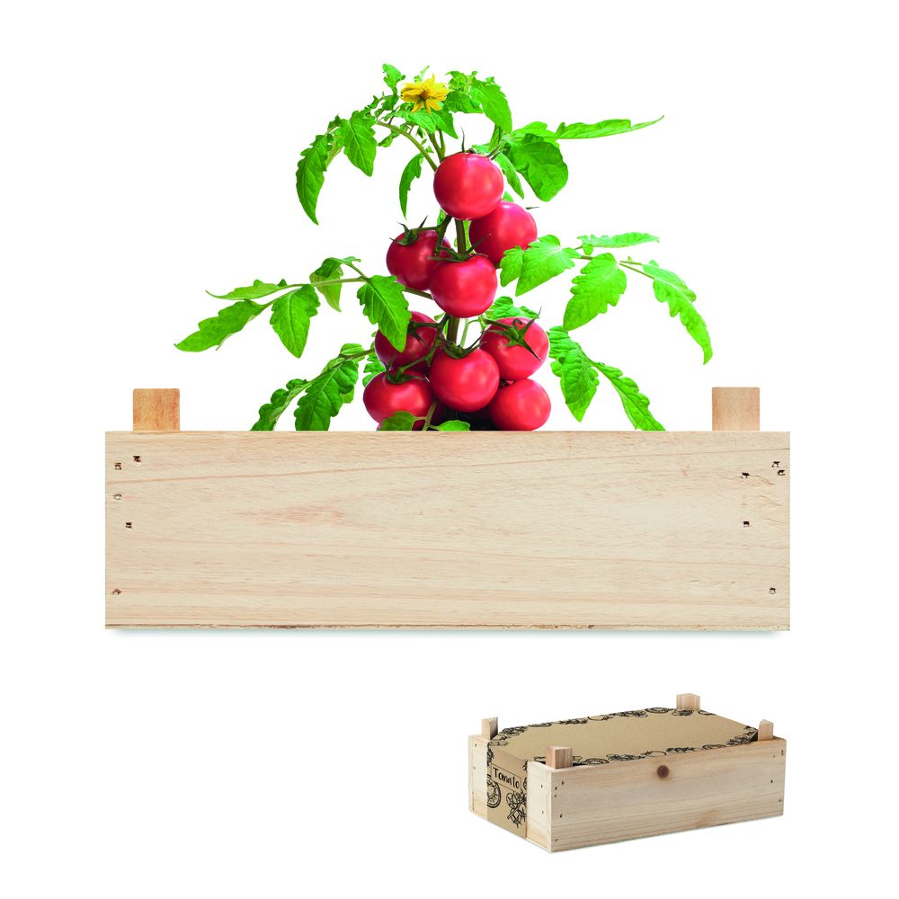 GiftRetail MO6498 - TOMATO Tomato kit in wooden crate