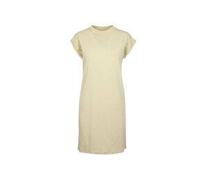 Build Your Brand BY101 - Dress with rolled up sleeves Soft Yellow