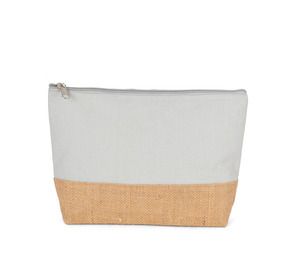 Kimood KI0276 - CANVAS & JUTE POUCH Snow Grey / Natural