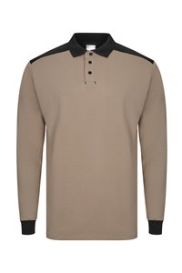 Velilla 105529S - BICOLOR LONG SLEEVE STRETCH POLO SAND BEIGE/BLACK