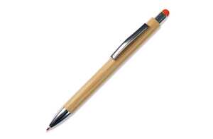 TopPoint LT87285 - Ball pen New York bamboo with stylus Orange
