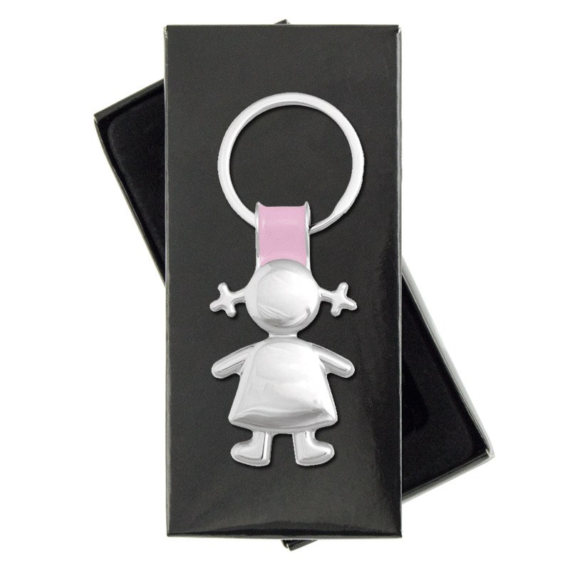 EgotierPro 33078 - Metallic Keychain with Boy/Girl Design KINDER