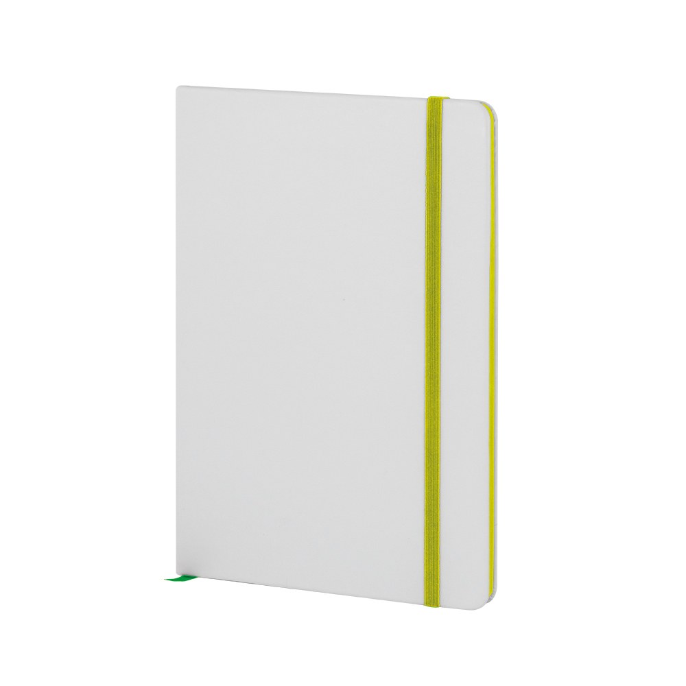 EgotierPro 37088 - White PU Cover Notebook with Elastic Closure COLORE