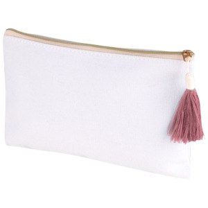 EgotierPro 50001 - Cotton Toilet Bag with Metallic Zipper TASSEL