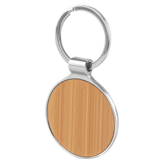 EgotierPro 52533 - Bamboo and Metal Round Keychain CELERES