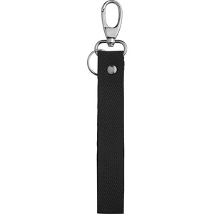 EgotierPro 53027 - Cotton Key Ring with Carabiner, Elongated HOSEGOR Black