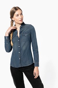 Kariban K518 - LADIES LONG SLEEVE DENIM SHIRT