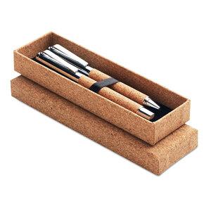 GiftRetail MO9678 - QUERCUS Metal Ball pen set in cork box